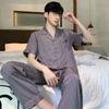 Satin Internet Celebrity Pajamas Spring and Summer Ice Silk Short Sleeves Thin Men's Large Size 1011 New Simulation Silk Loungewear