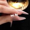 S999 Sterling Silver Bow Zirconia Light Luxury Ear Care Versatile Earrings