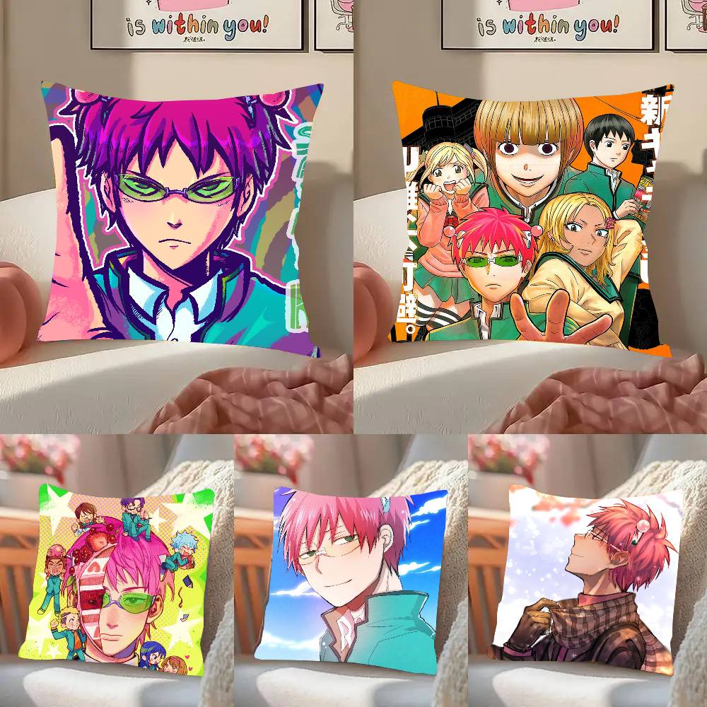The Disastrous Life Of S-Saiki K Anime Pillow Case Fashion Square Pillowcase Bedroom Sofa Room Ins Decoration Leisure