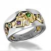 Vintage Two Color Inlaid Multicolored CZ Women's Ring Geometry Hollow Daily Wear Party Jewelry