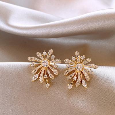 Diamond Fireworks Earrings Light Luxury High-end Fashion Stud Earrings Exquisite Temperament Versatile Niche Design Earrings Women