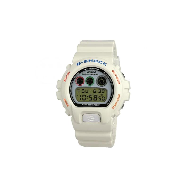 

Casio 200 meters waterproof quartz movement resin strap Japanese and Korean watch men s watch white dial DW-6900JM21 белый
