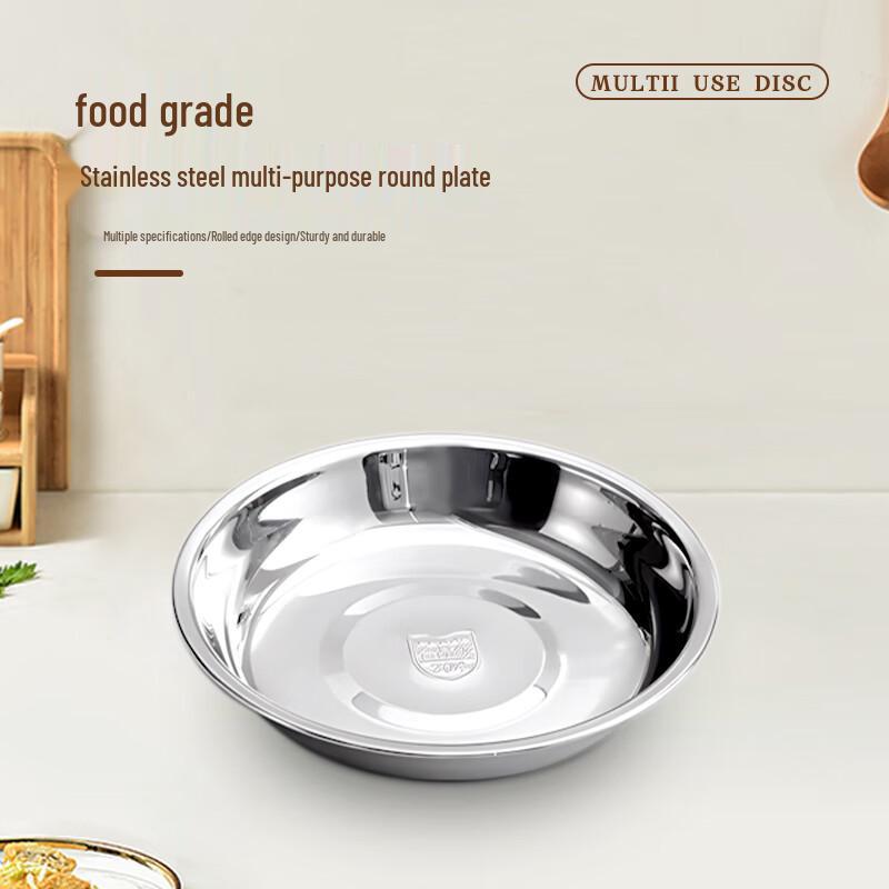 304 Stainless Steel Round Shallow Serving Plates (Set of 5)