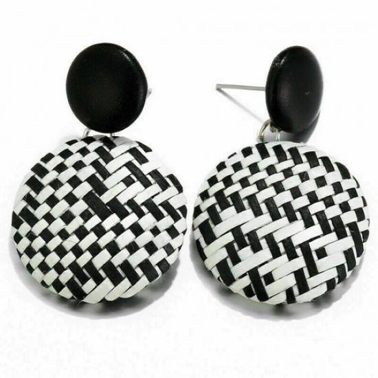 Wood Earrings Jewelry Bamboo Dangle Geometric Rattan Circle Women 2024 Fashion