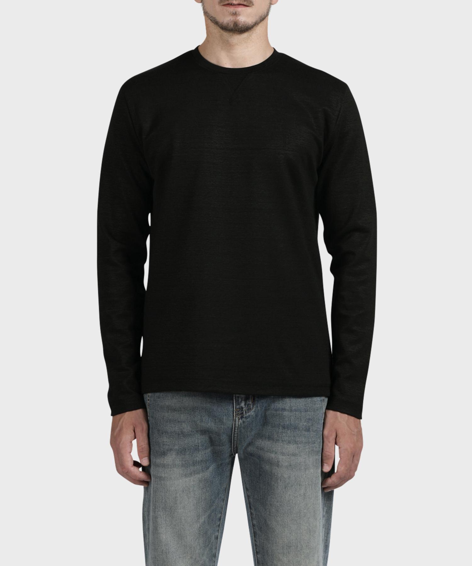 Panicalle Black Cotton Linen T-Shirt Ivory/S