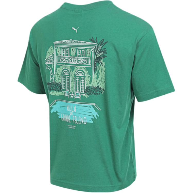 Puma Graphics Ss25 Fashion Soft Comfortable Versatile Short Sleeve T-Shirt Unisex Tops Green 633337-86