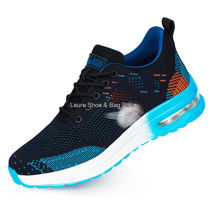 Fashion Summer Safety Shoes Men Breathable Work Safety Boots Air Cushion Steel Toe Sneaker Male Construction Sport Work Shoes Protective