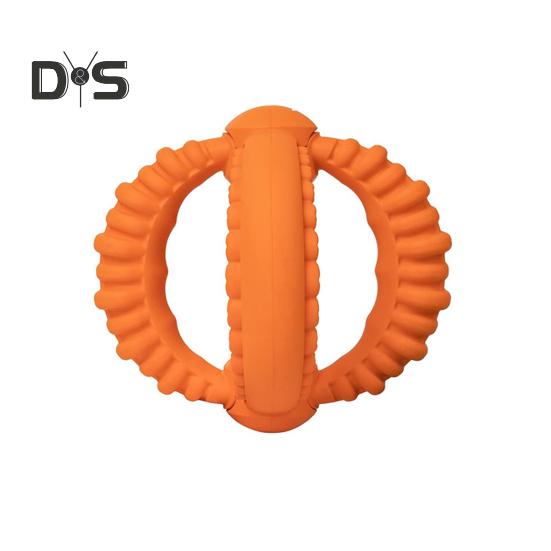 

Неразрушимая игрушка для жевания собак для агрессивных жевателей Интерактивные резиновые мячи Игрушка для перетягивания и принесения Чистка зубов для щенков оранжевый