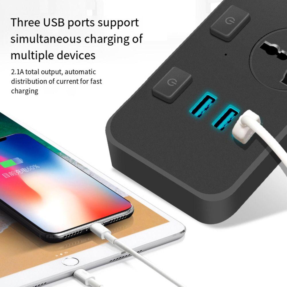 Universal Power Strips 2500W Flat Outlet Extender Cord Durable Electric Plug Socket  Home