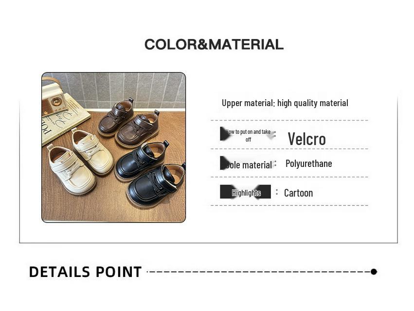 Scarpe Primi Passi in Pelle Stile Britannico Unisex per Bambini con Suola in Gomma