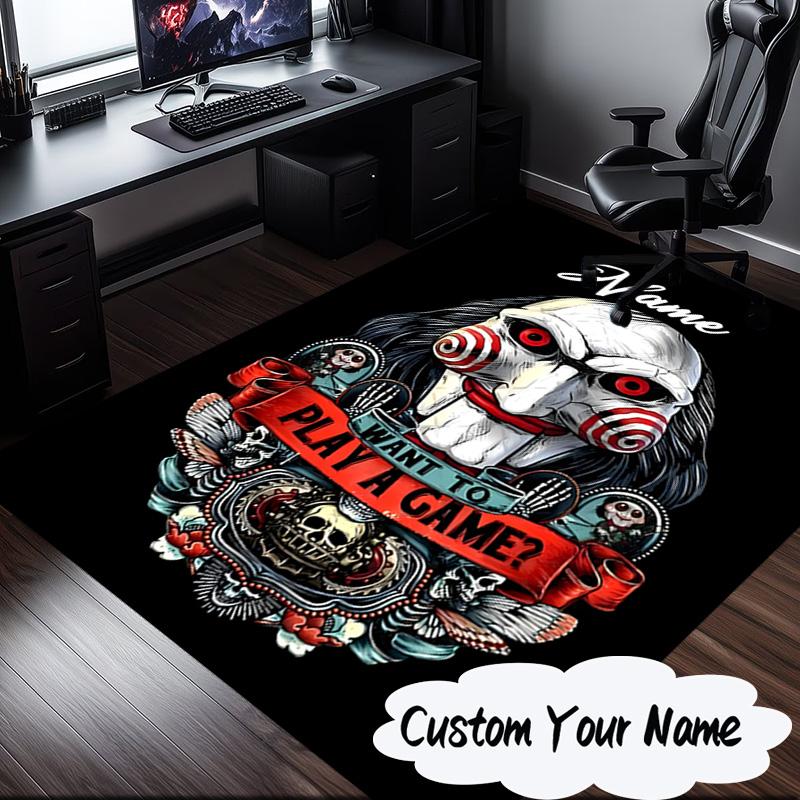 Custom Name Horror Holiday Mashup Carpet, Chair Rug,Area Rug for Office Bedroom living rooms bedroom, Doormat decor Christmas fan gifts