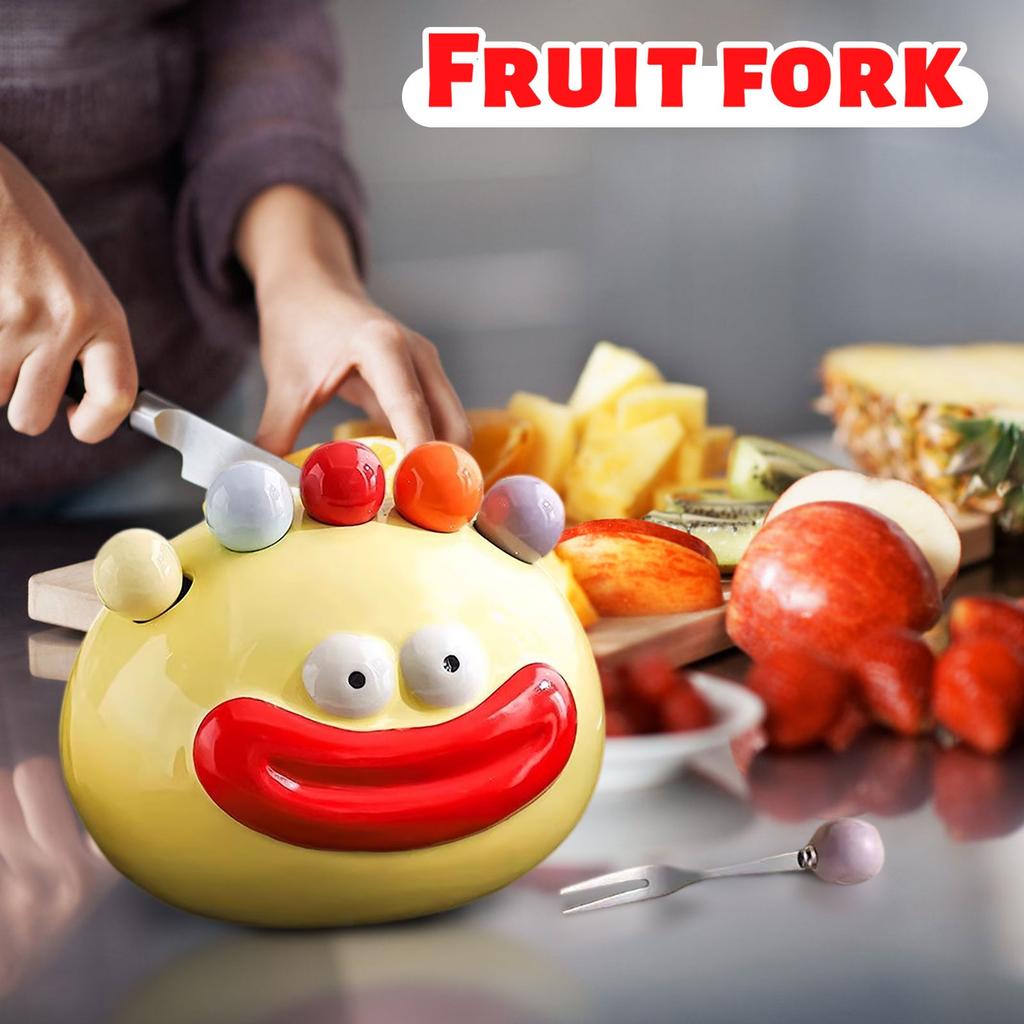 Sausage Mouth Fruit Fork For Home, Dessert Cake Small Fork Creative Fruit Stick Storage Jar