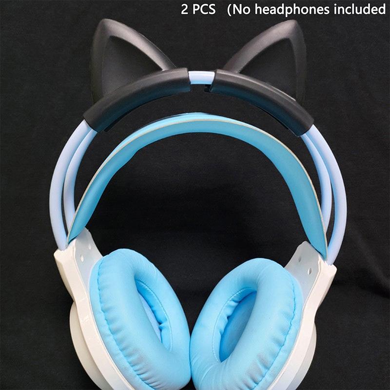 2Pcs Cat Ear For Earphone Gaming Headsets Attachment Stereo Headset Decoration Lightweight Silicone Pendant