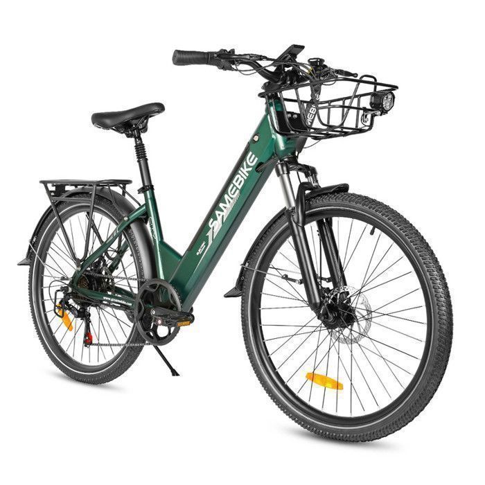 Samebike A01Pro Elektrofahrrad 26" - 500W Motor 36V/15Ah Batterie - Reichweite 80km - Shimano 7 Gänge - Federgabel,Grün