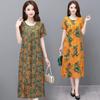 2023 Summer Floral Cotton & Rayon Dress - Stylish, Loose-Fitting, Short Sleeve for Middle-Aged & Elderly Women