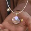 Ocean Pearl Pendant Necklace With Zircon Fish Charm For Women And Men
