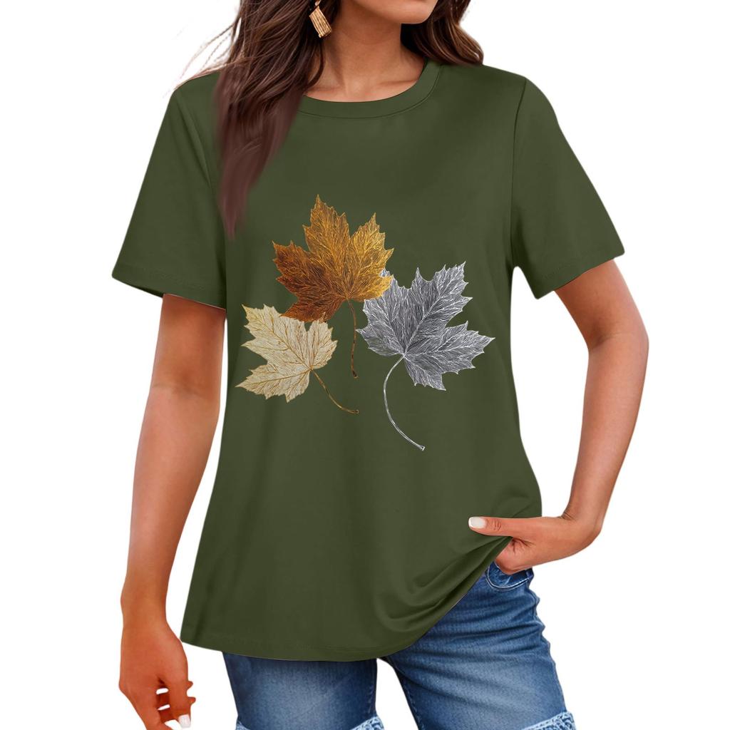 Mode Femme Décontracté Imprimé Col Rond Manches Courtes T-Shirt Haut T-Shirt Haut Haut