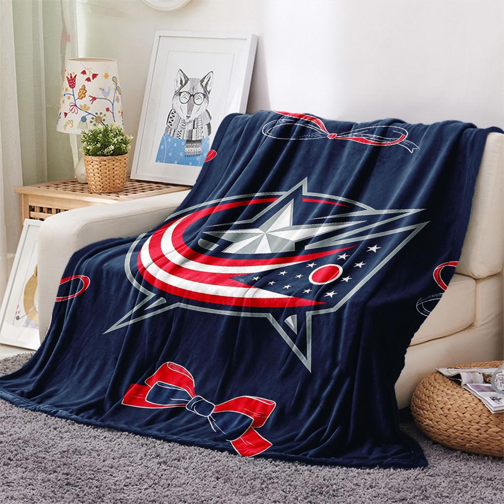 Columbus Blue Jackets Print Flannel Blanket, High quality Comfortable for All Seasons, Home Decor, Warmth and Comfort, Perfect for Christmas Gifts