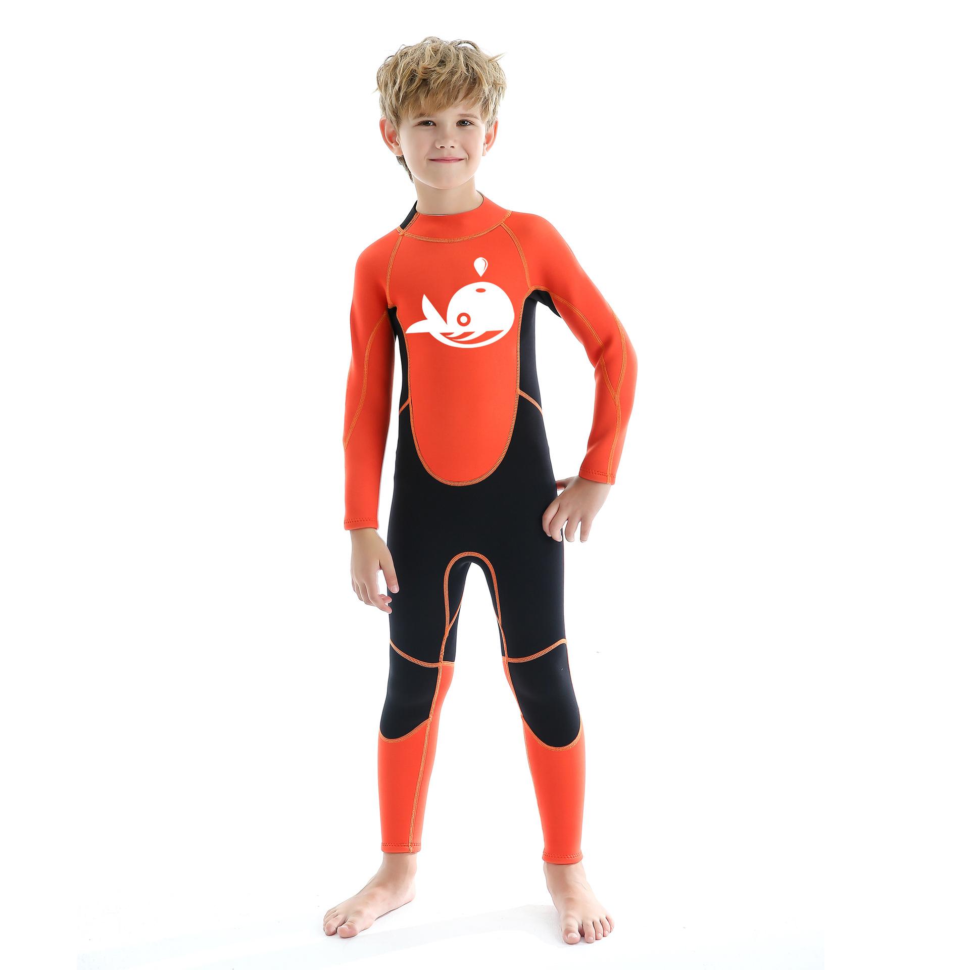 

New 2.5mm Children s Diving Suit For Men Providing Warmth Cold Protection Sun Protection Swimming Jellyfish Suit Surfing Snorkeling Swimming Swimsuit M оранжевый/чёрный