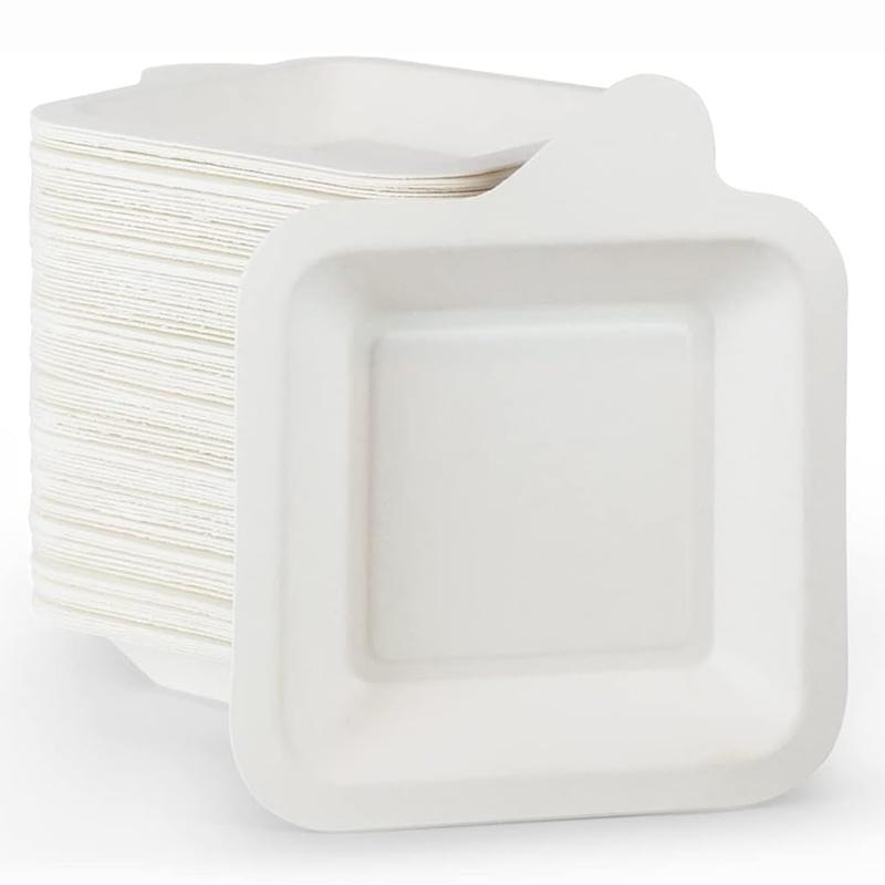 50/100Pcs 4 Inch Paper Plates, Biodegradable Disposable White Plates, Square Dessert Cake Plates, Party Snack Plates