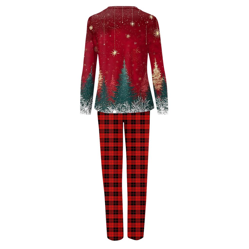 Christmas Prints Family Matching Long Sleeve Tops+Pants Set Family Matching Sets