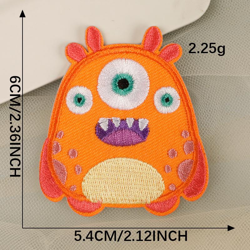 Adesivos de Patch Bordado Auto-Adesivo de Monstro de Desenho Animado para Acessórios de Vestuário DIY