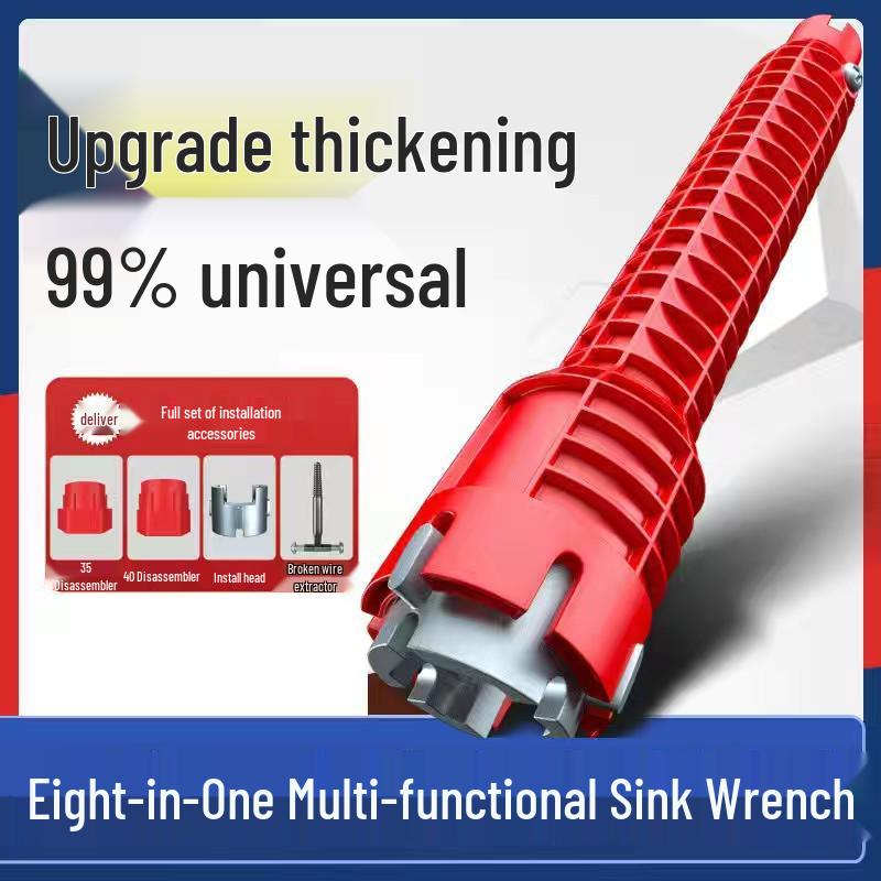 Multi-Functional 8-in-1 Bathroom Wrench for Sink, Faucet, and Water Heater Assembly/Disassembly
