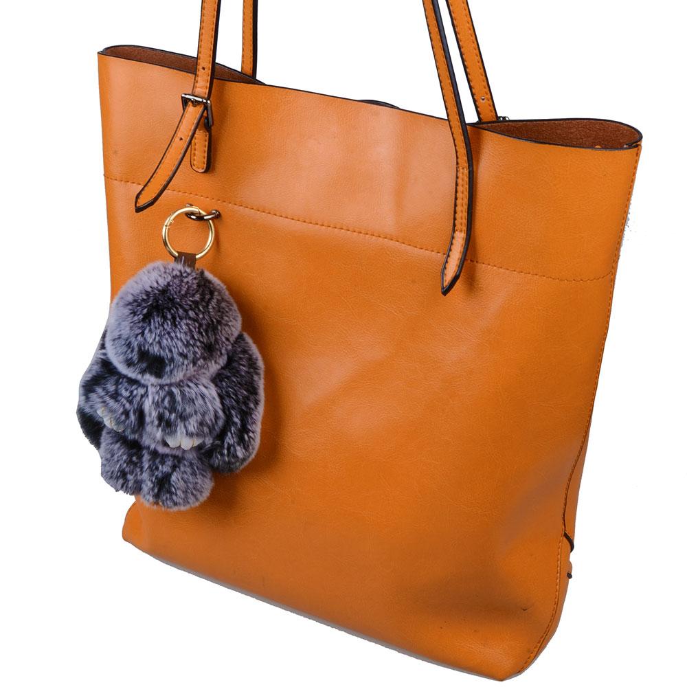 LFPU Genuine Bunny Pendant Keychain Real Rex Rabbit Shape Fur Keychain Fluffy Bag Car Charm Key Ring Jewelry For Women
