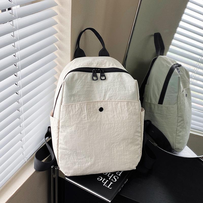 Schoolbag Solid Color Backpack Women's 1011 New Lightweight Large Capacity School Bag Versatile Nylon Travel Bag Commuter Small Backpack