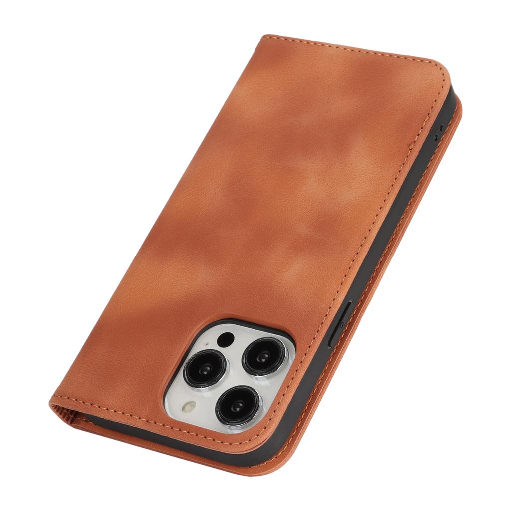 For iPhone 14 Pro Max Stand Case Magnetic Closure Skin Touch Leather Flip Phone Cover with Wallet