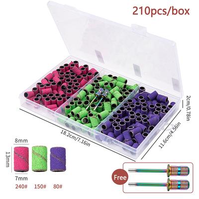 Nail Sanding Ring Bands 210 Pcs Grit Electric Manicure Drill Grinding Heads Uv Gel Polish Removal Pedicure Abrasive Tools