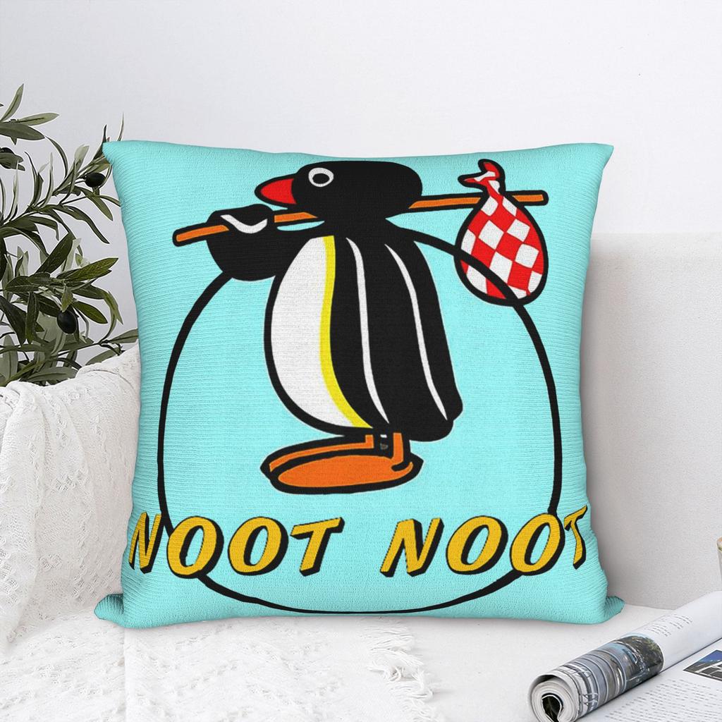 Noot Noot Poszewki na kwadratową poduszkę Pingu Pinga Pokrowiec na poduszkę z pingwinem Dekoracyjna poszewka na poduszkę do domu 18"x18"