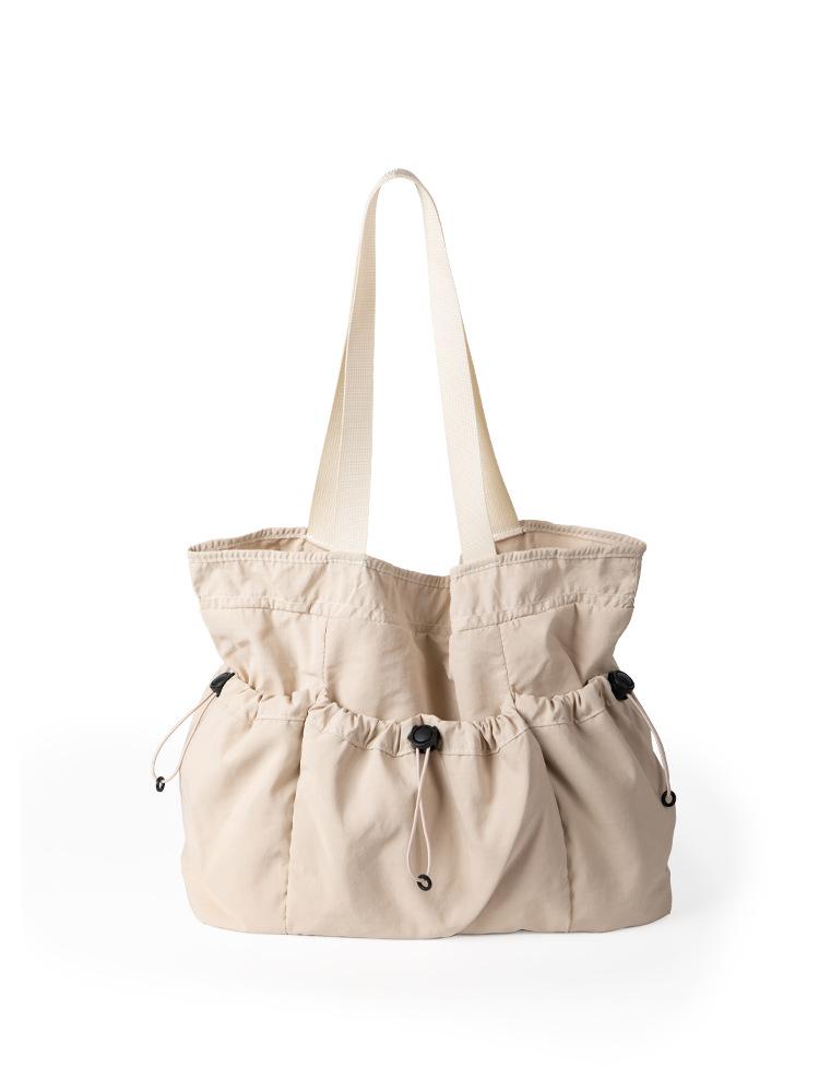 New Korean Style Minimalist Casual Shoulder Bag for Women with Large Capacity and Niche Design, Pleated Commuting Nylon Tote Bag