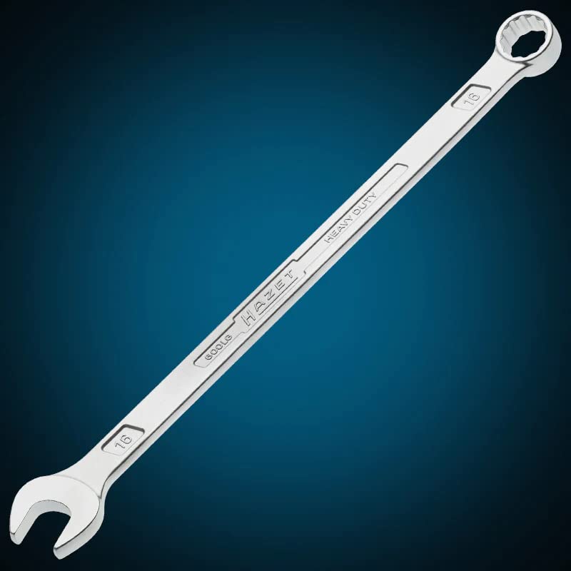 HAZET Combination Wrench, Extra Long, Slim Design, 16mm External Double Hex Profile, 29.01 x 3 x 3cm (Officially Imported from Japan), 600LG-16