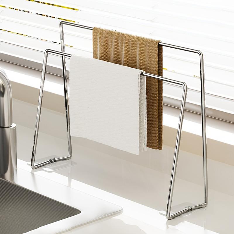 Stainless Steel Kitchen Towel Rack Countertop Dish Towel Holder Cloth Rack for Dish Washing Arrangement Storage Dish Drying Rack
