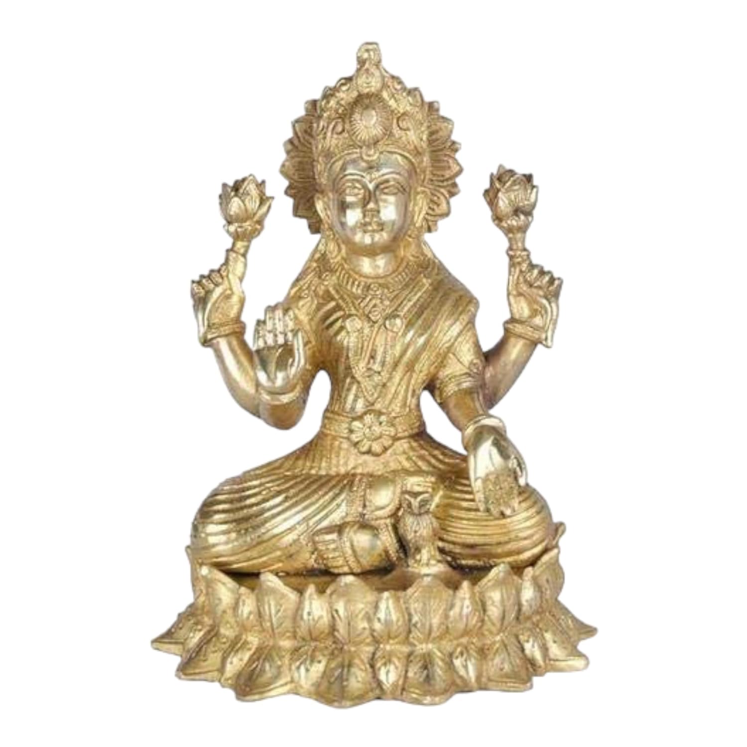 

Ashtadhatu Brass Shri Maha Lakshmi Idol, Religious Murti, Gold Idol - 10 Inch