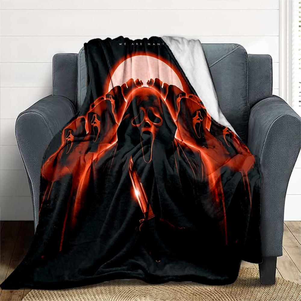 1pc Scream Mask Outdoor Blanket Lightweight Flannel, Soft & Warm, All Season Use for Sofa, Outdoor, Camping, Living Room, Office, Chair