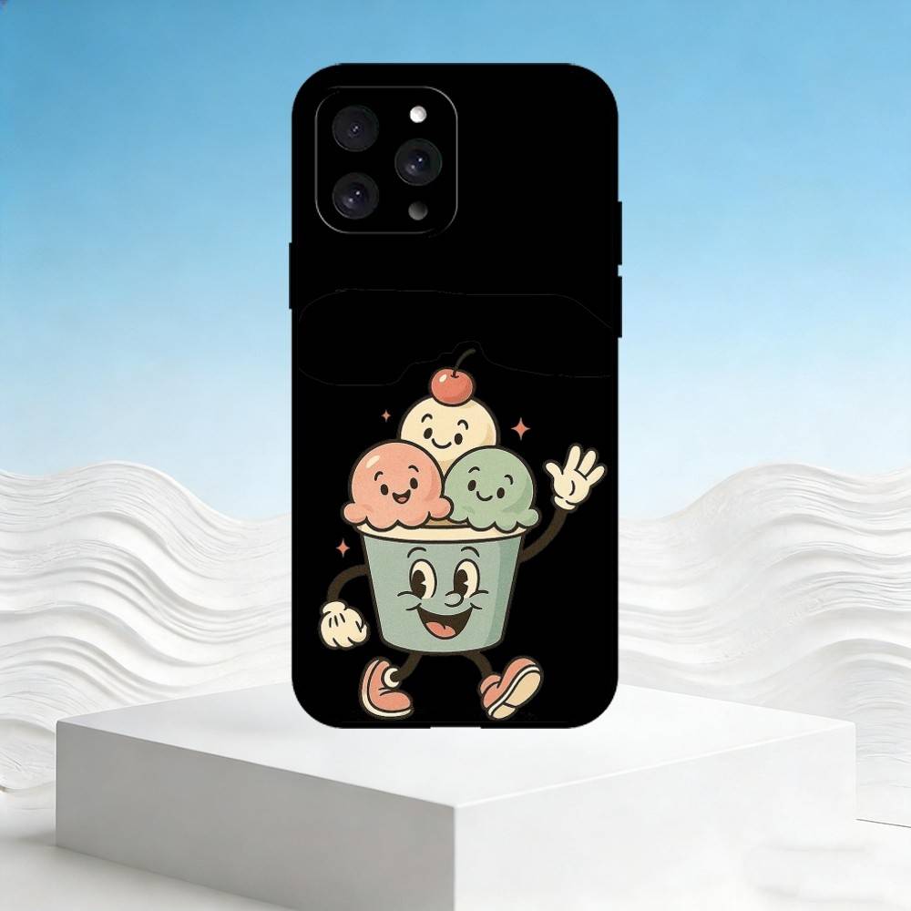 

R-Retro Mascot Cartoon Phone Case For iPhone 17,16,15,14,13,12,11 Plus,Pro Max,SE4Soft Silicone Black Cover iPhone17PRO
