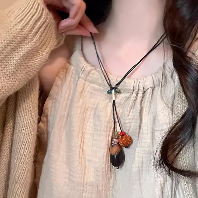 Vintage náhrdelník v bohémském stylu pro dívku, etnický styl, keramický přívěsek s motýlem, náhrdelník, šperk, dárek