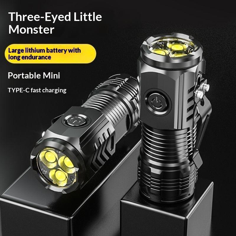 Portable Mini Led Flashlight 3Led Ultra Strong Light Flash Light Usb Rechargeable Built-In Battery With Pen Clip