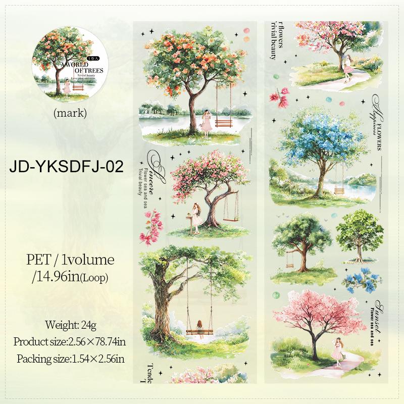 65mm*200cm Scenery of Tree Series Vintage Tree Landscape PET Tape Creative DIY Journal Material Collage Scrapbook Stationery