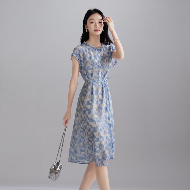 SOFSIL French Retro Mulberry Silk Floral Midi Dress XL