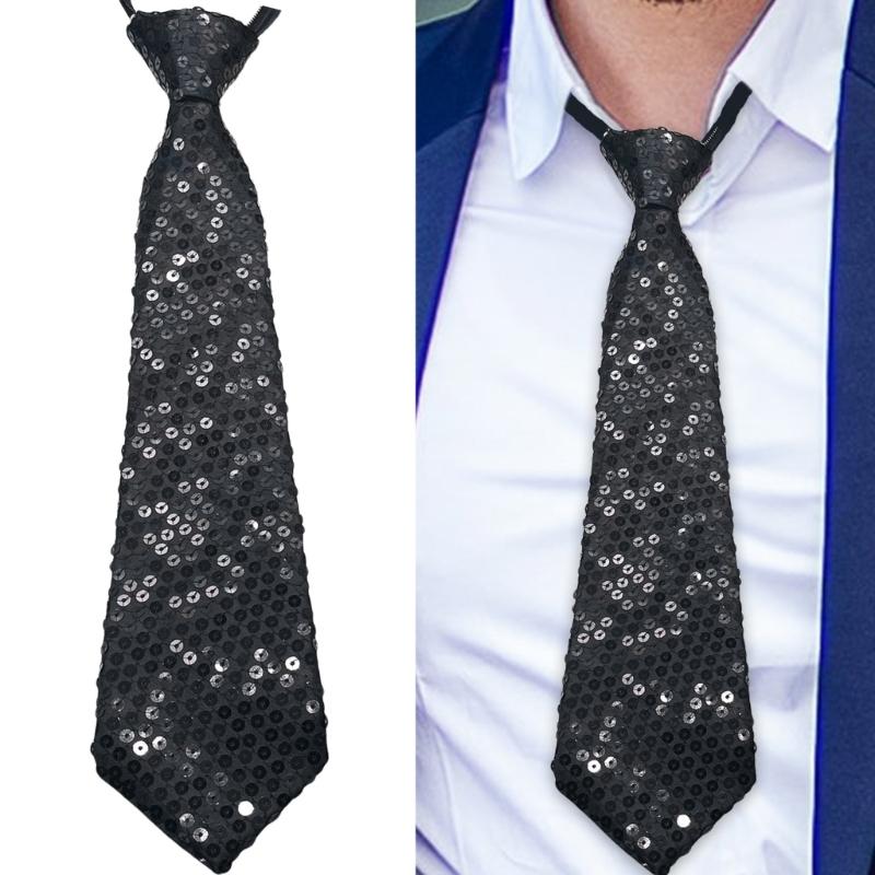 Verstellbares Pailletten Hosenträger und Krawatten Set für Herren mit Metallclip für Hochzeiten und Mottopartys Kostümzubehör