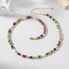 Retro Niche Contrasting Color Stone Beaded Design Bracelet, Freshwater Pearl Necklace, Women's Stacked Collarbone Chain