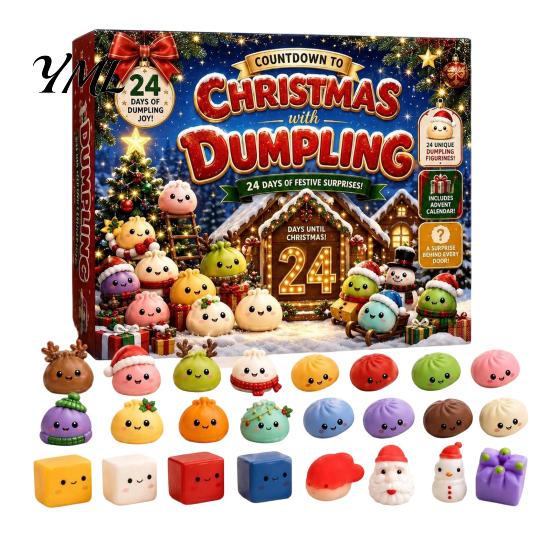 Christmas Classroom Rewards Squeezy Toy Advent Calendar 2026, 24 Days Dumpling Toys Countdown for Girls Boys Calendar, Decor Jumbo Mini Glitter Stress