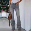Jeans Blu Casual da Donna alla Moda, Slim Fit, a Zampa, Vita Alta, Con Tasche