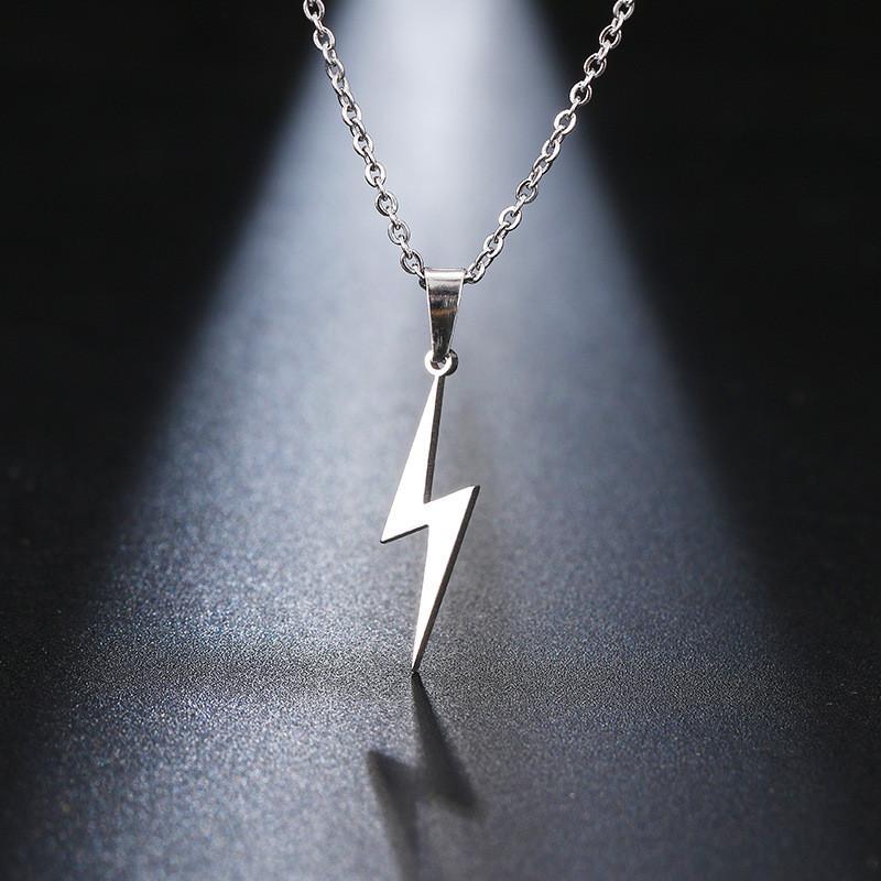 Modern Stainless Steel Lightning Pendant Chain Jewelry For Men And Women With Durable Electroplate Finish