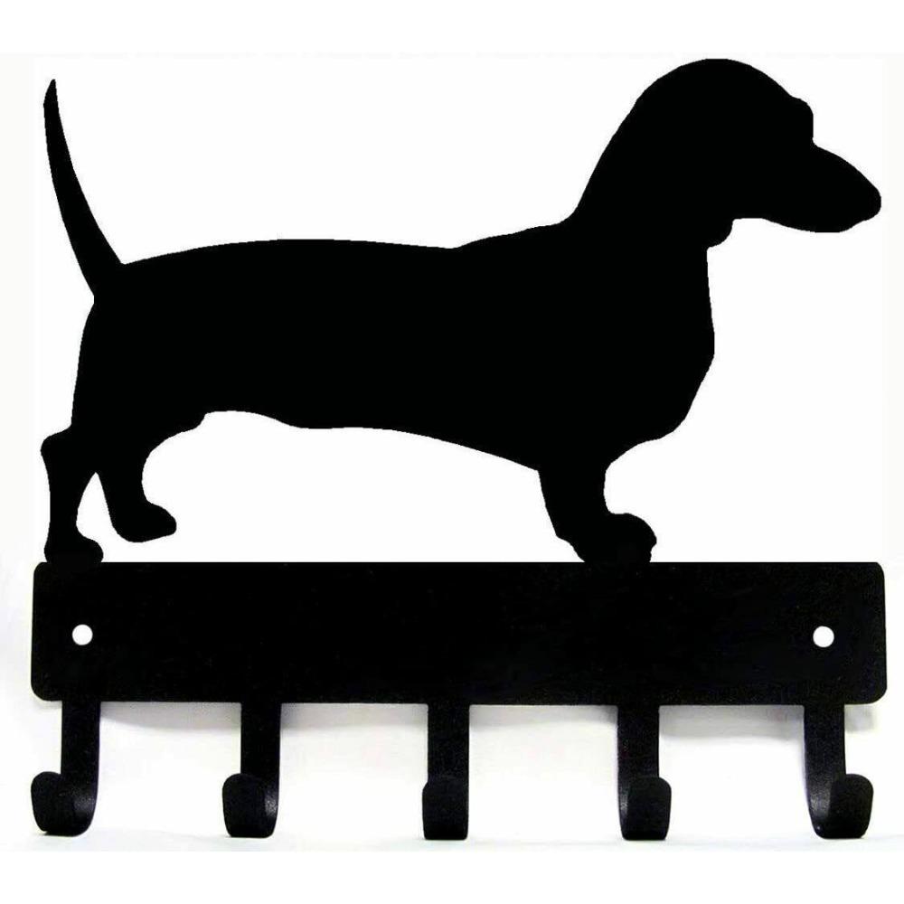 Metal Wall Hook Key Holder Dachshund Dog Leash Hanger Iron Art Wall Decor TY2006-6in-z