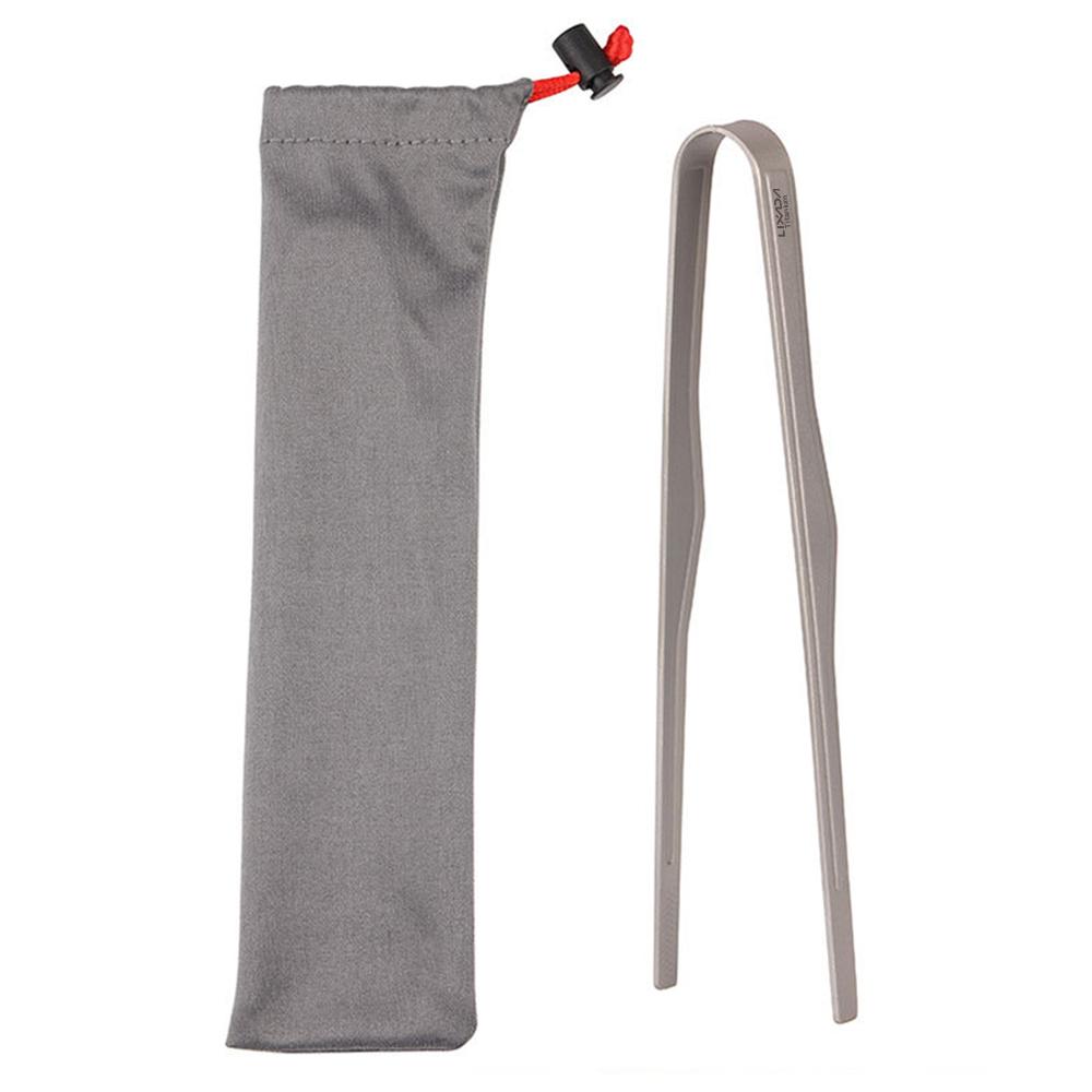 Lixada Titanium Tong Clip med Spork BBQ Grilling Tool Lett Utendørs Camping Ryggsekktur Vandring Kokeutstyr
