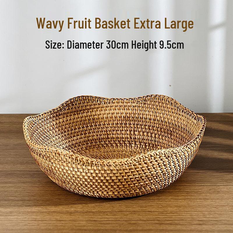 Handwoven Rattan Round Fruit Storage Basket